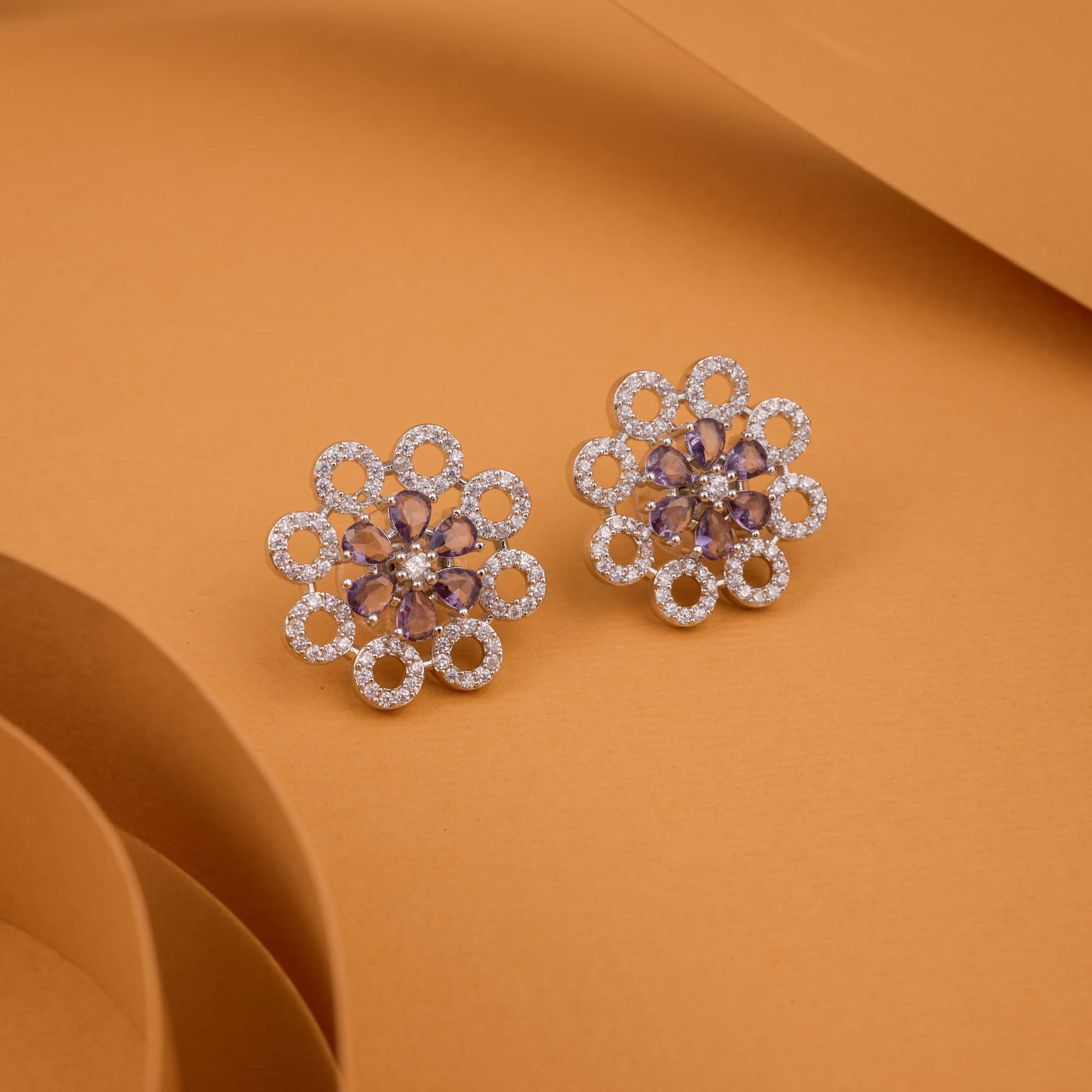 Purple Halo Whirl Stud Earrings