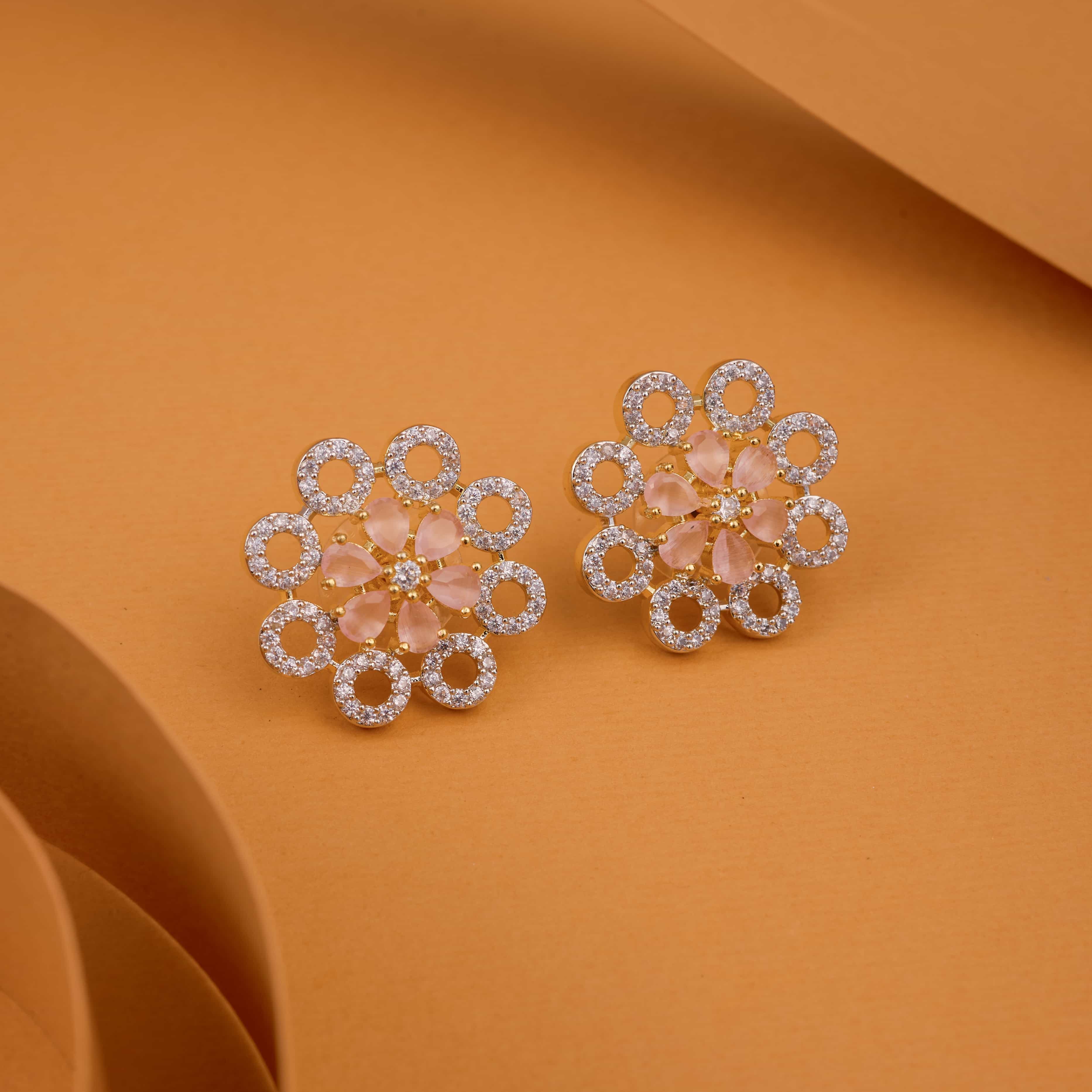 Pink Halo Whirl Stud Earrings
