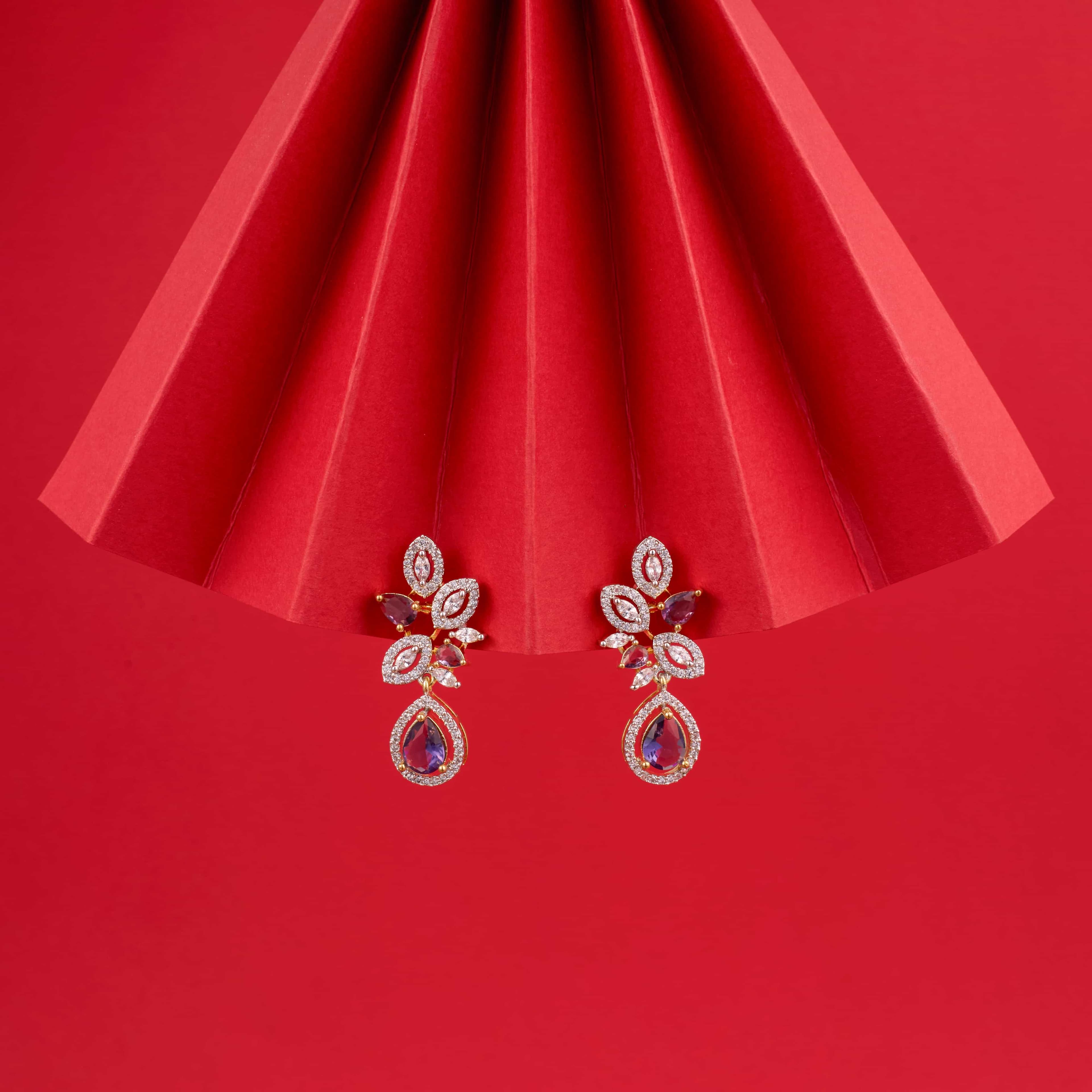 Bouquet of Radiance Purple Drop Earrings