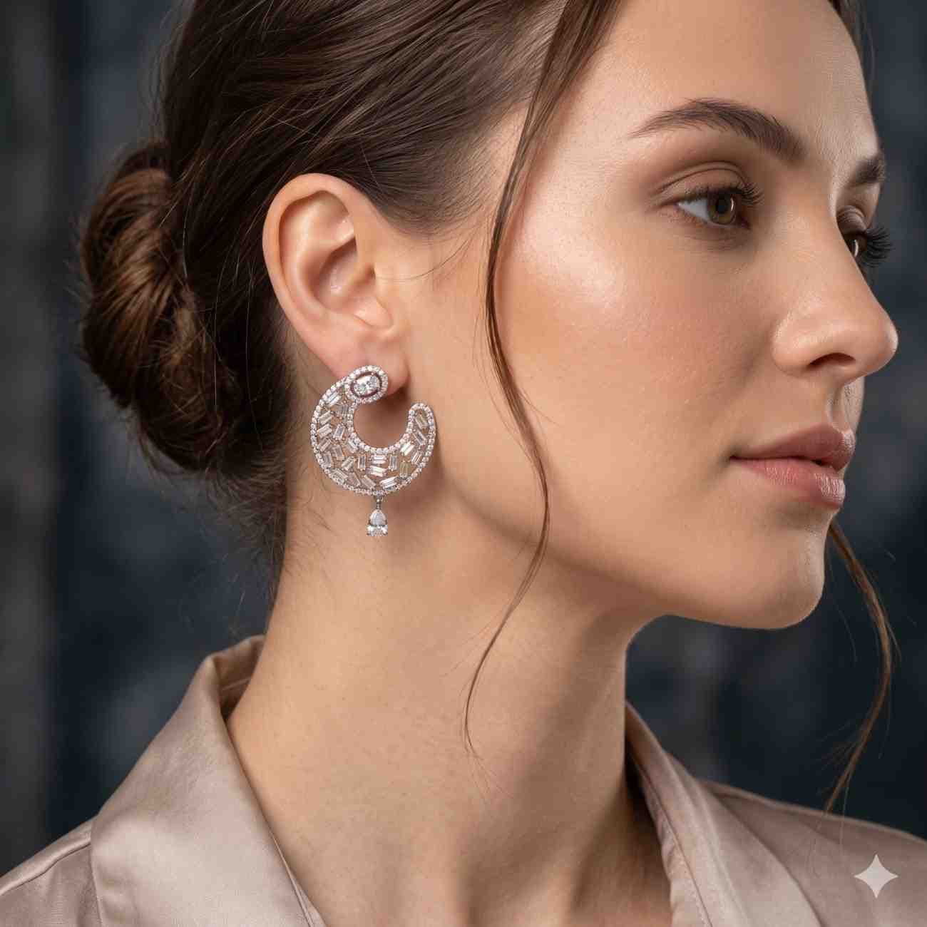 The dazzling white half hoop earrings