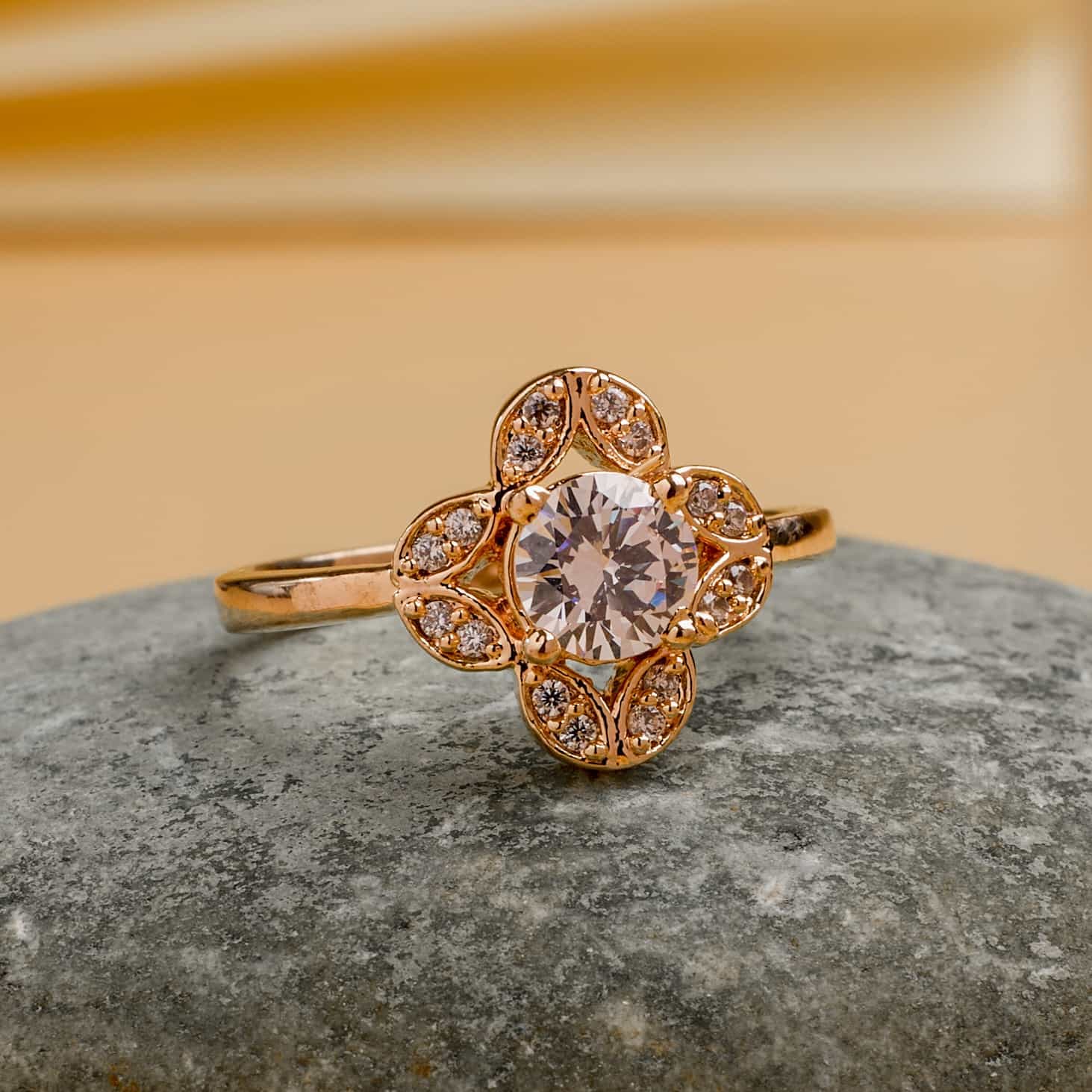 RoseGold Petal Crown Solitaire