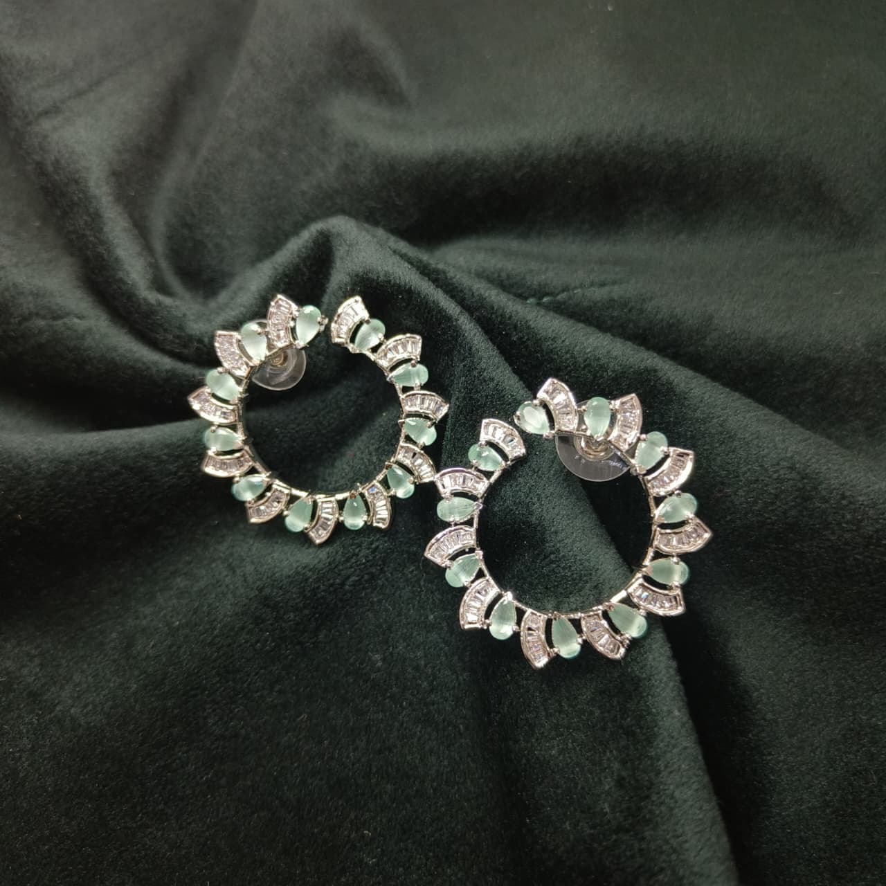 Nimoraa Mint Halo Circle Hoop Earrings