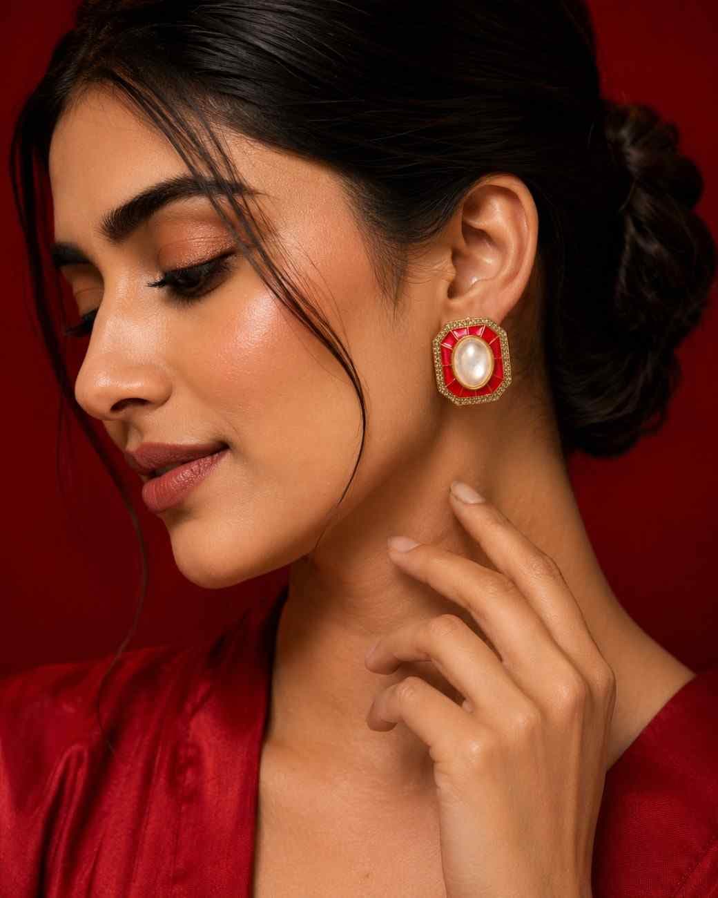 Royal Red Kundan Earrings
