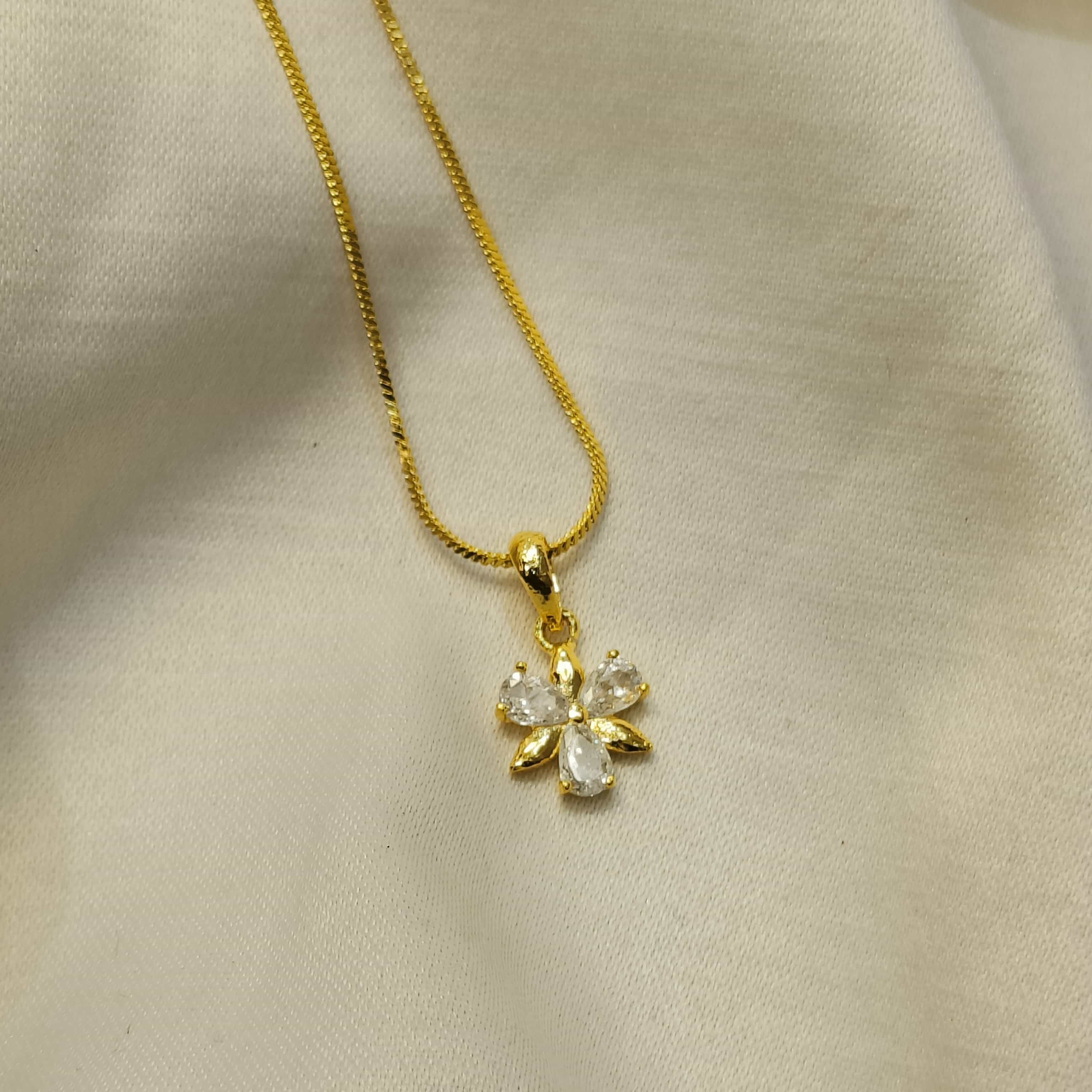 Petal Crest Gold Plated Pendant Chain