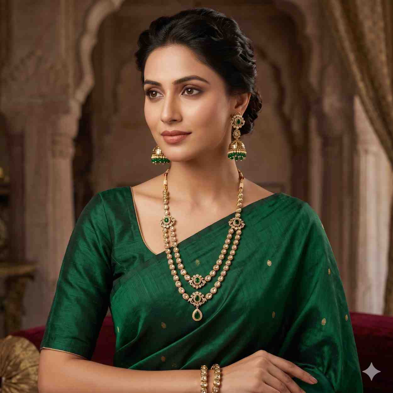 The Emerald double line Wedding Set | Dulari Set