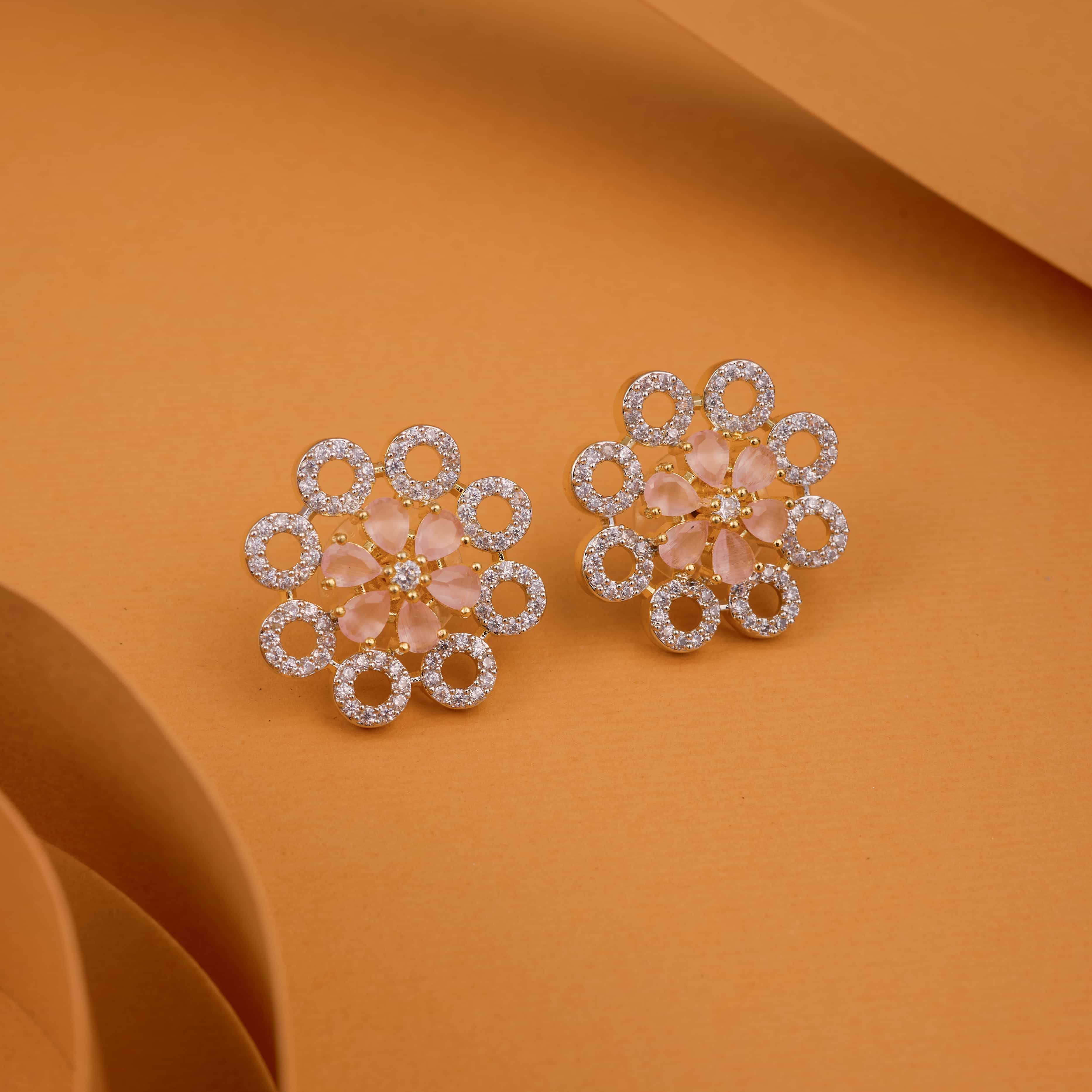 Pink Halo Whirl Stud Earrings