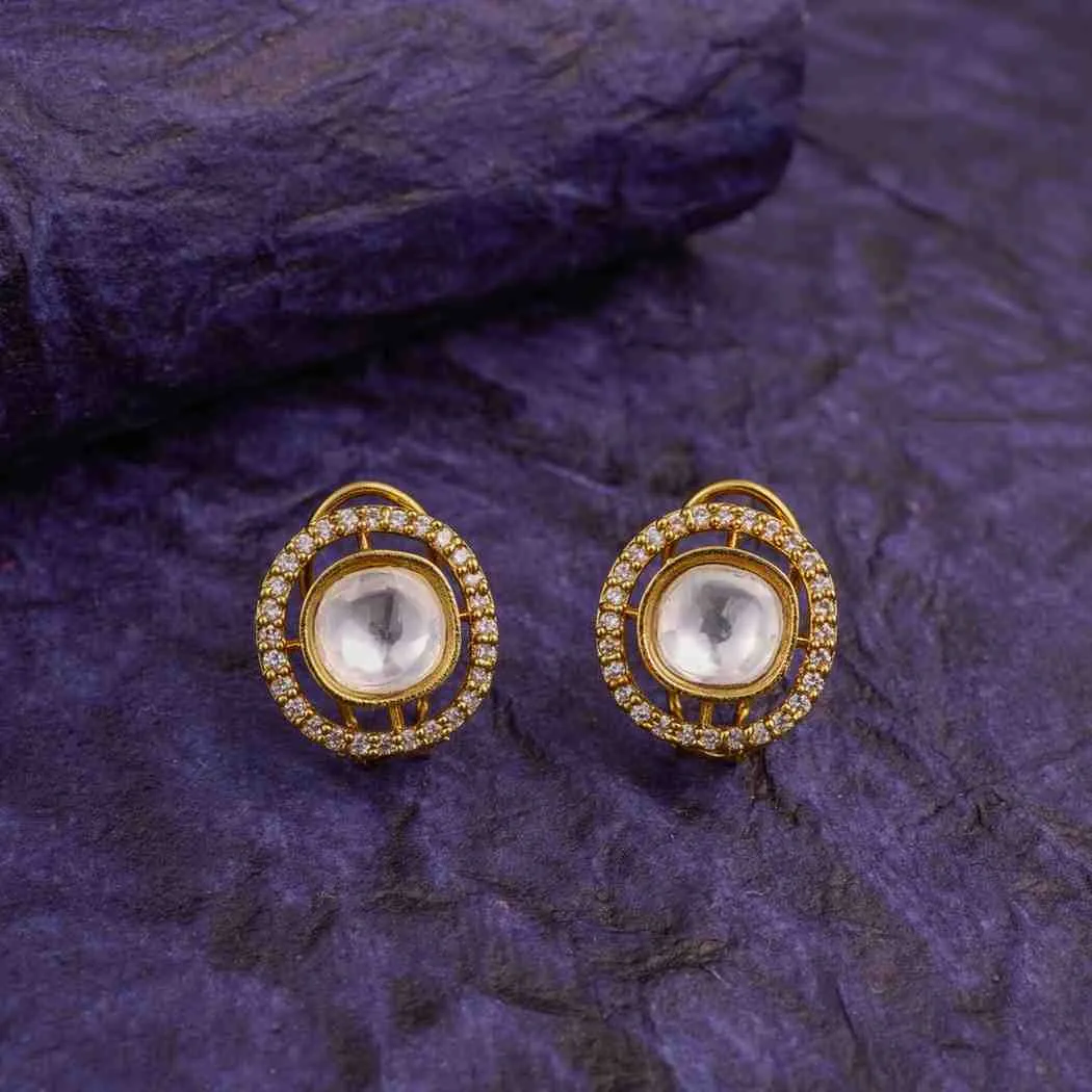 Golden Royal Glow Kundan Studs
