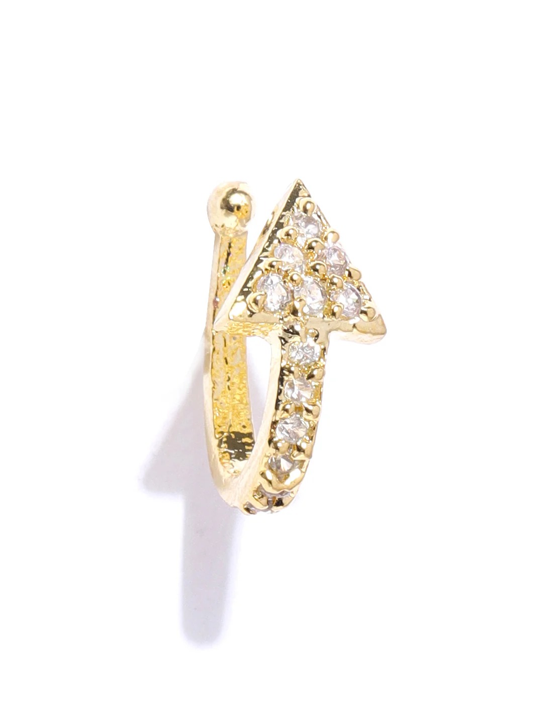 Triangle CZ Clip-On Nosepin – Gold Plated Non-Piercing Pressing Nath for Women